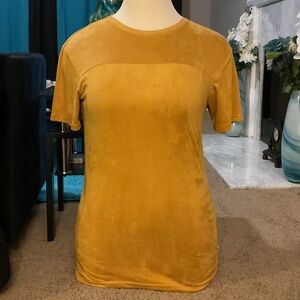 Men's Suede-Effect Short Sleeve Tee — Mustard Yellow